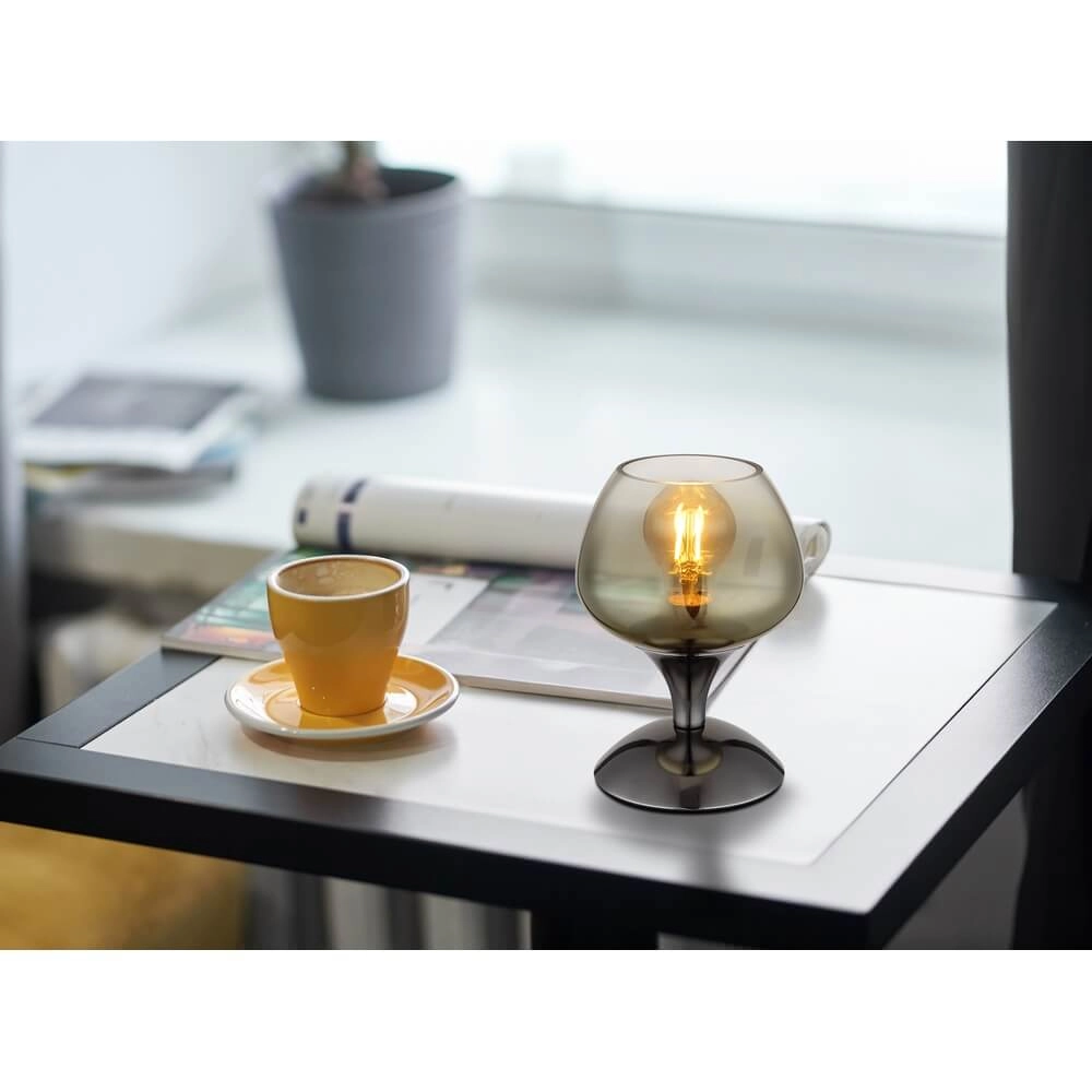Tischleuchte aus Rotguss Maxy mit Braunglas Ø 15cm Globo 9007371462933