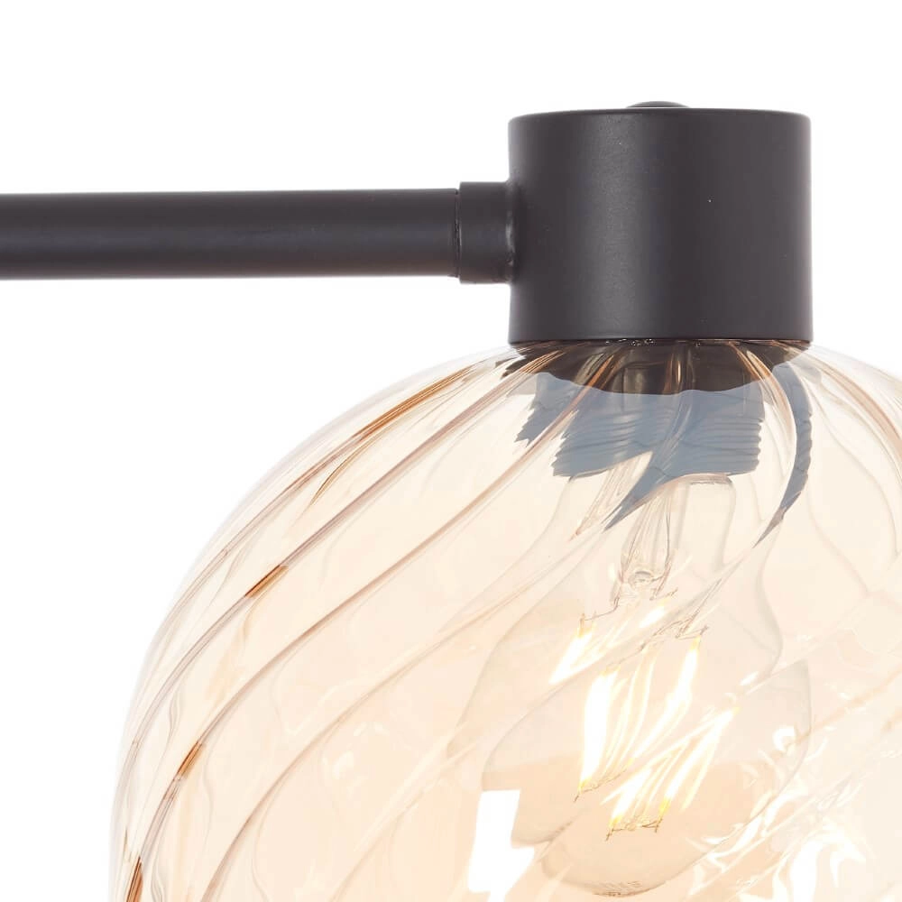 Stehlampe Casto schwarz mit bernsteinfarbenem Glas Brilliant 4004353446849