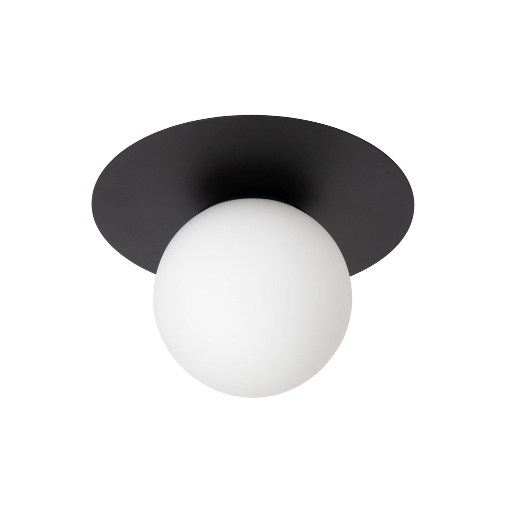 Deckenlampe Tricia Schwarz mit weißer Kugel