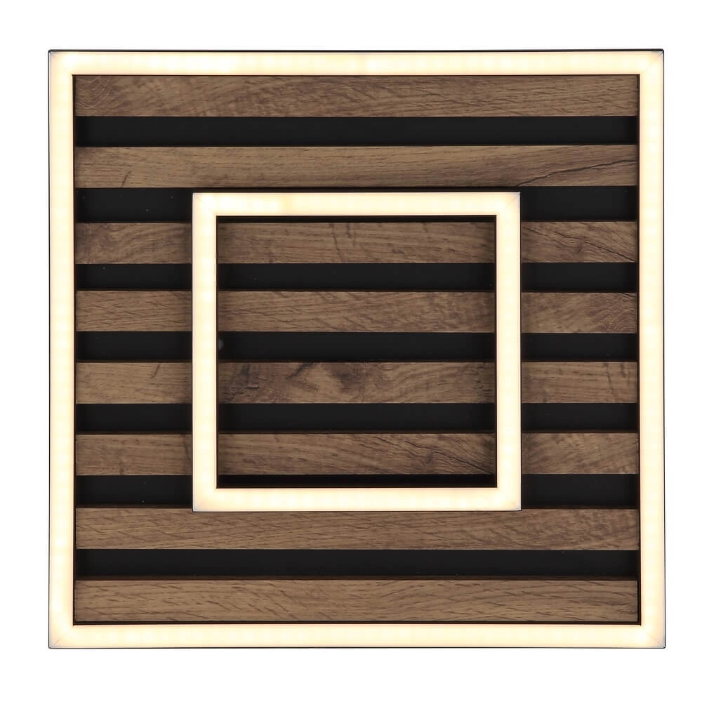 Deckenlampe Woody schwarz mit Holz Quadrat 30cm Globo 9007371507573