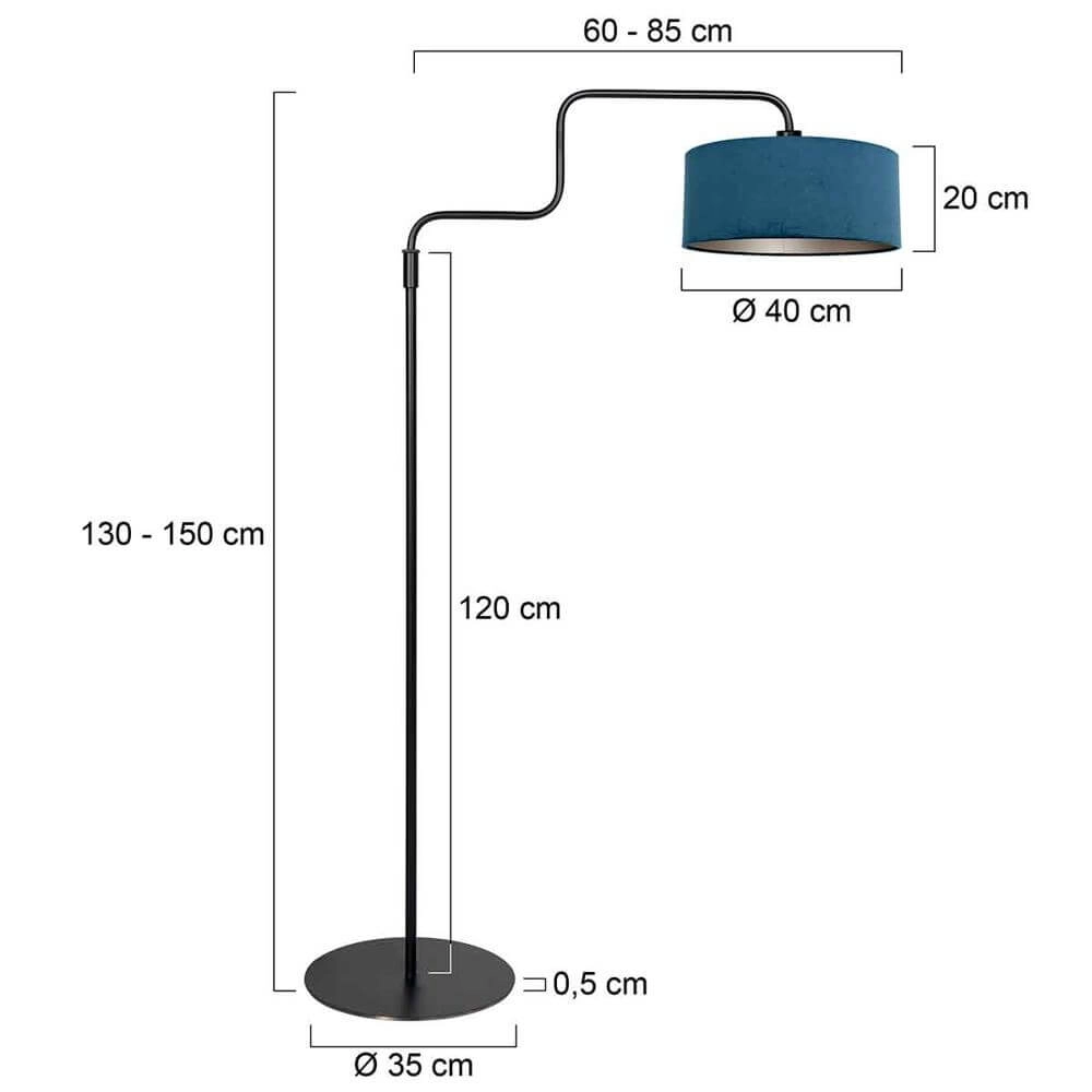 Stehlampe Bloeba schwarz mit blauer Kapuze Steinhauer 8712746177015