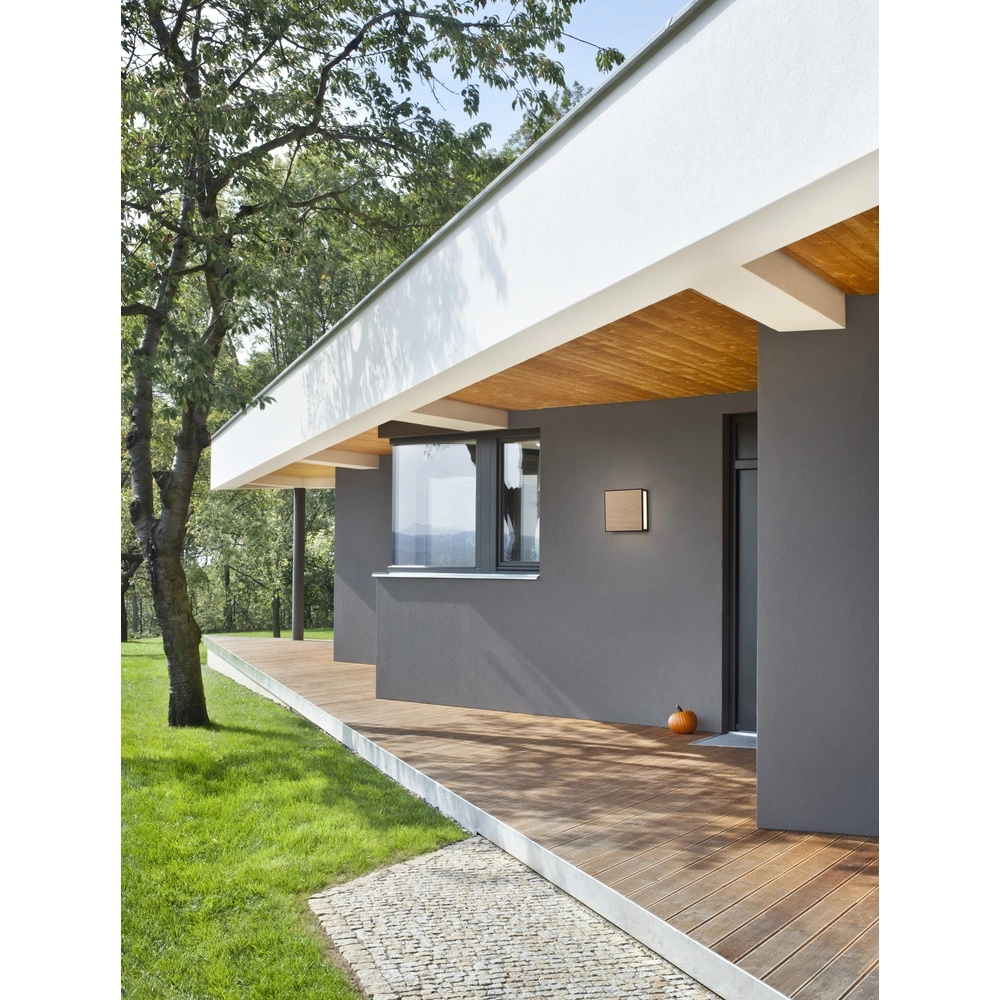Quadratische Wandleuchte Astral anthrazit mit Holz Lyora 5212017449924