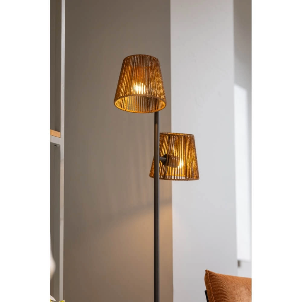 Stehlampe Daan braun mit Rattankappen ETH 8720195309338