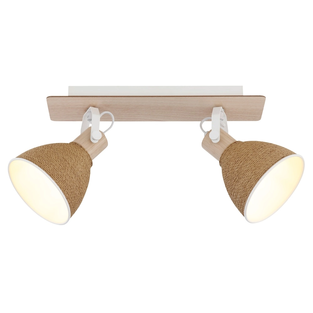 Deckenlampe Lyndon 2-hell weiß mit Rattan Globo 9007371583744