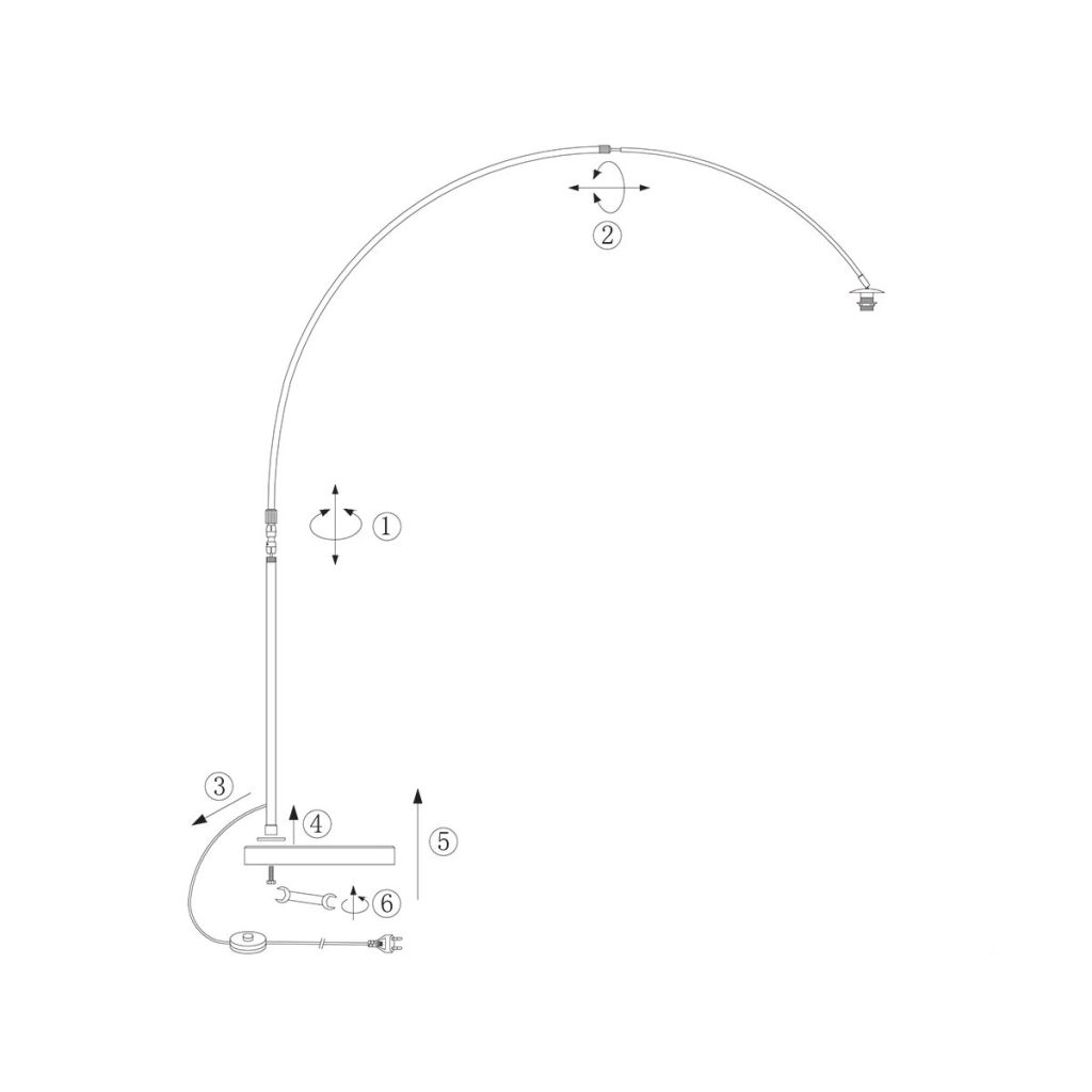 Schwarze Bogenlampe Nox Light mit Bambusschatten Ø60 cm Steinhauer 8712746183559