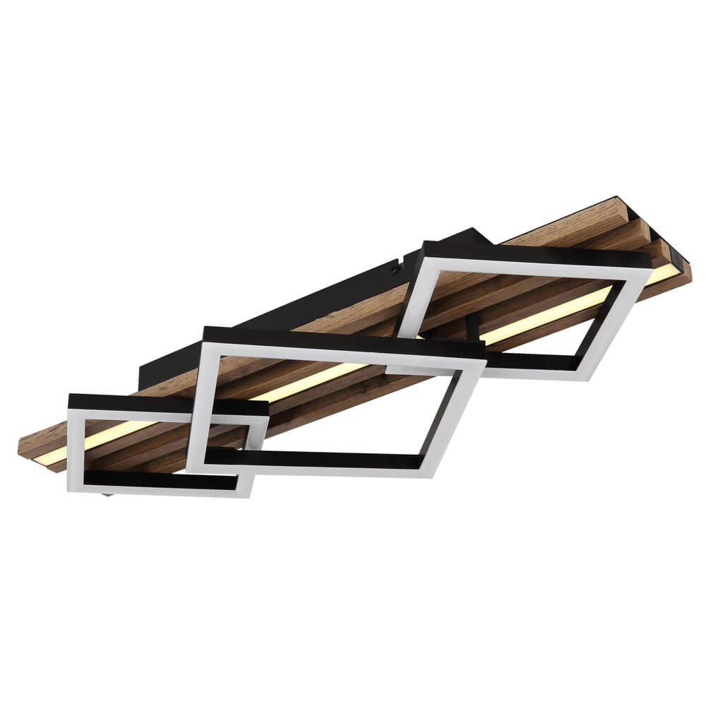 Deckenlampe Obrien schwarz mit Holz 3-flammig Globo 9007371515301