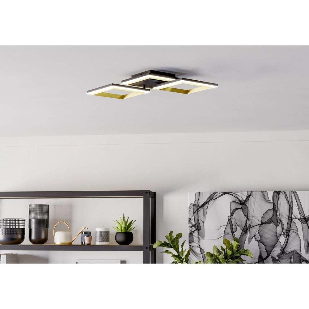 LED-Deckenlampe Calliera Quadrat – Schwarz mit Gold Eglo 9008606316144