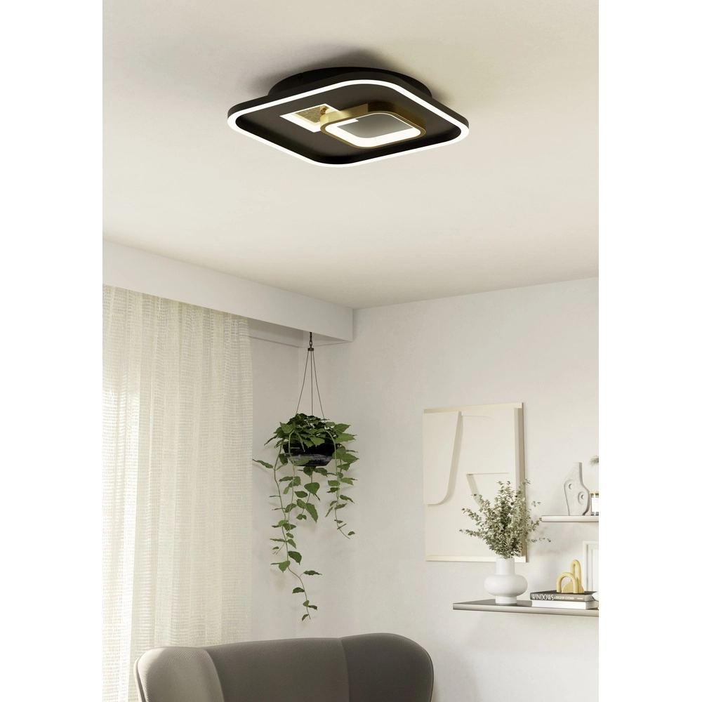 Design-Deckenlampe Tiriolo LED – Schwarz mit Gold – 38x38cm. Eglo 9008606316373
