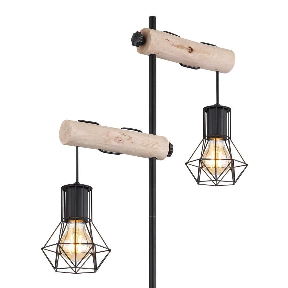 Stehlampe Priska Schwarz mit Holz Globo 9007371443840