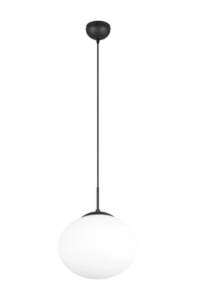Ovale Hängelampe Fomento Ø 30cm - schwarz mit weißem Glas Trio 4017807616200