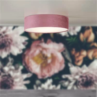Deckenleuchte Drum Pleat 50 cm Samtrosa Searchlight 5053423187259
