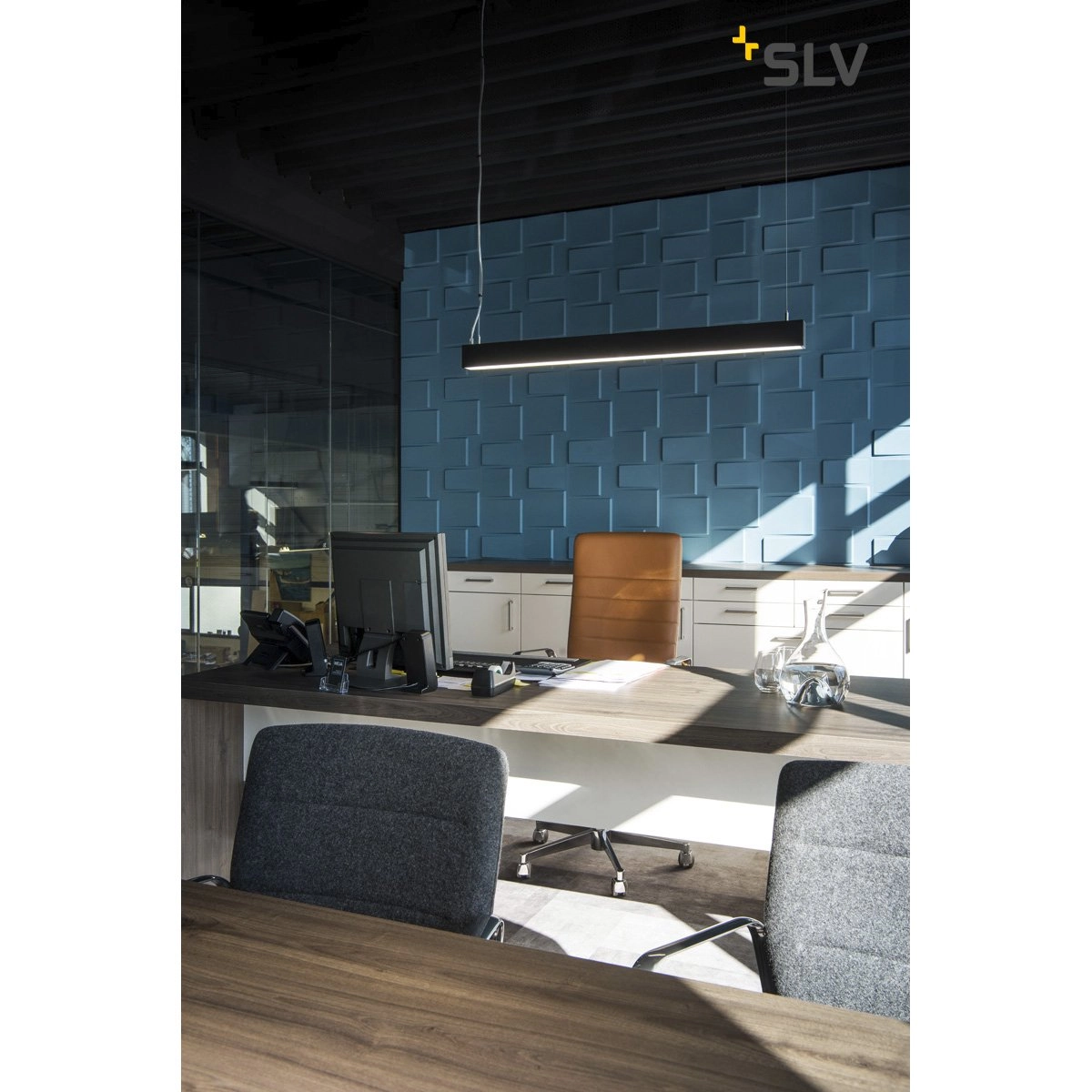 Büro Hängelampe Glenos 4000K 100cm schwarz SLV 4024163196970