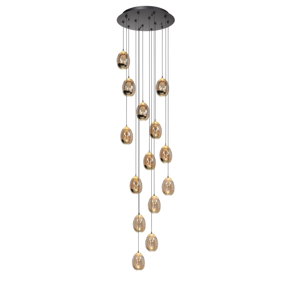 Pendelleuchte Golden Egg schwarz 14-flammig