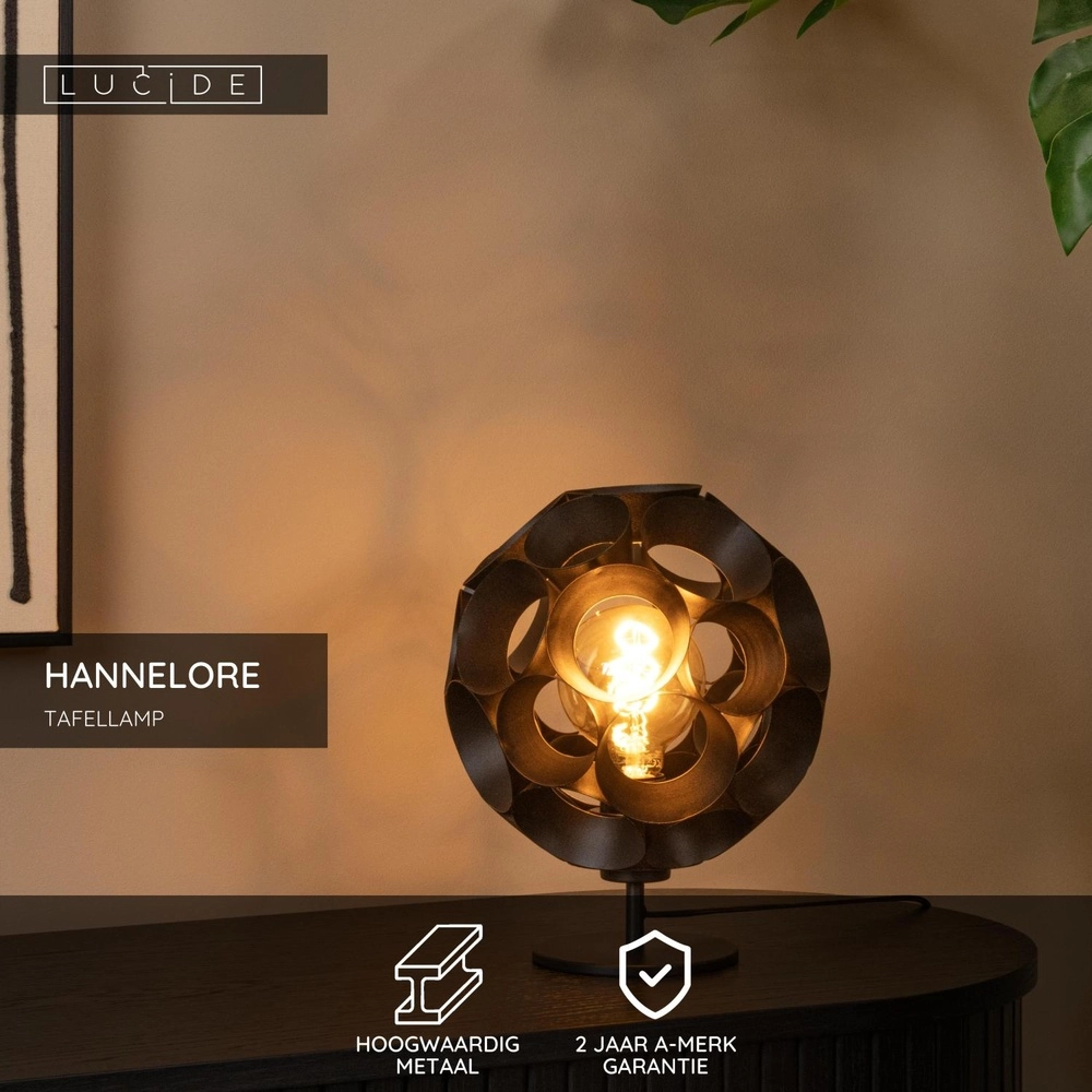 Tischlampe Hannelore Schwarz Lucide 5411212106261