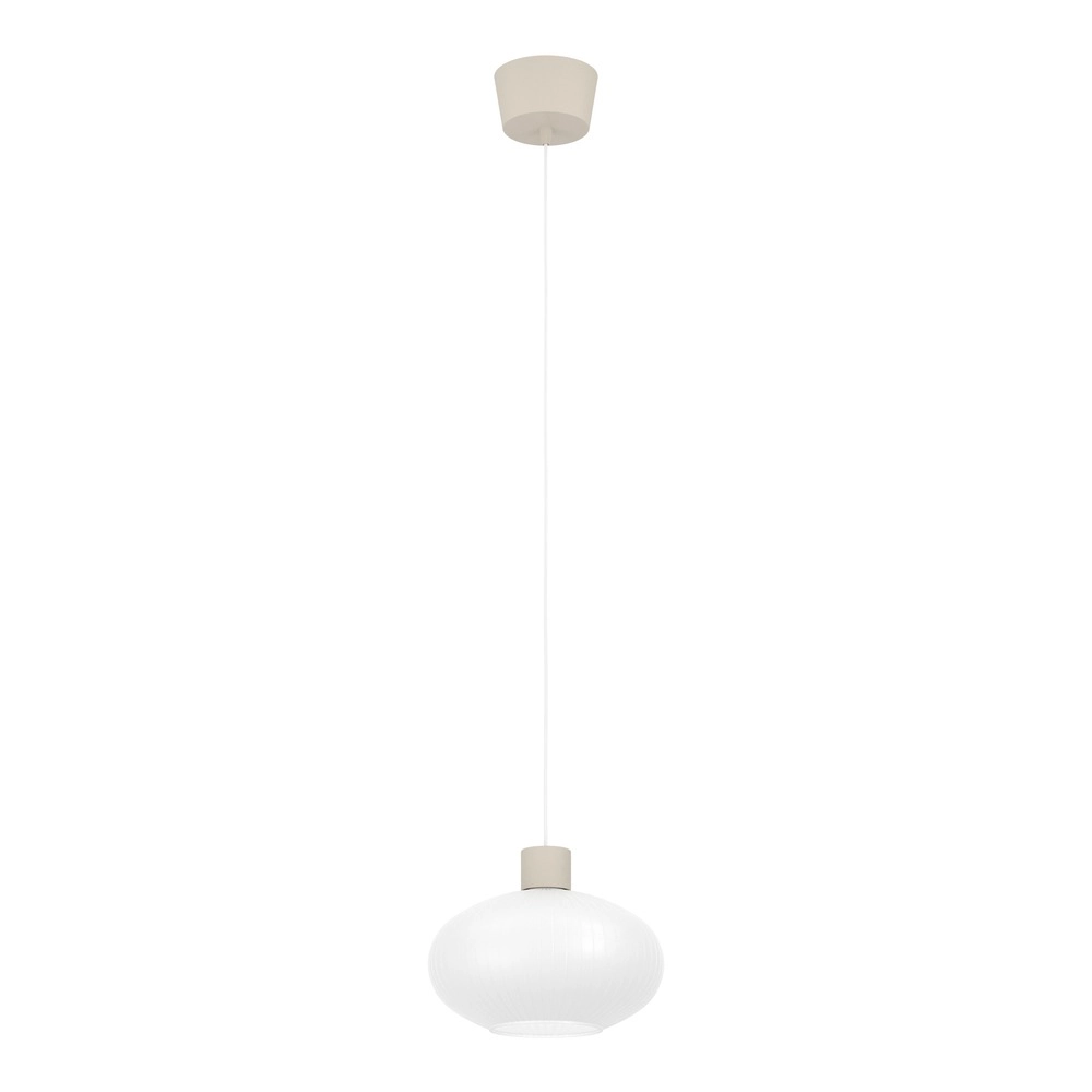 Design-Pendellampe Dasmina Sandbraun mit weißem Ø 25 cm