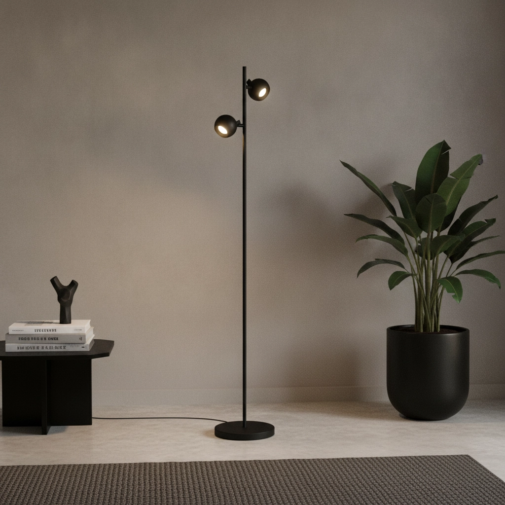 Design-Stehleuchte Bolero schwarz 2-flammig
