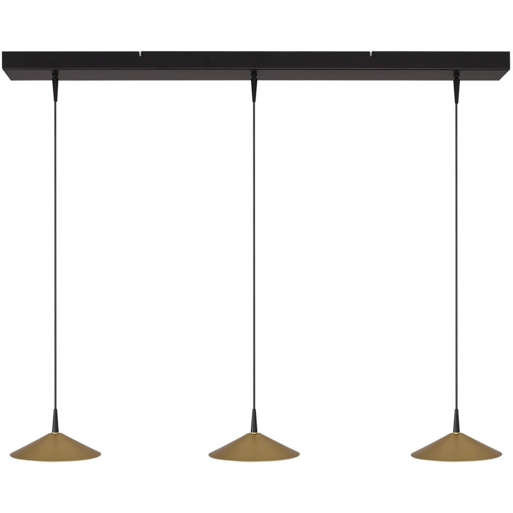 3-Licht Pendellampe Ceppo Schwarz mit Gold Ø 18 cm