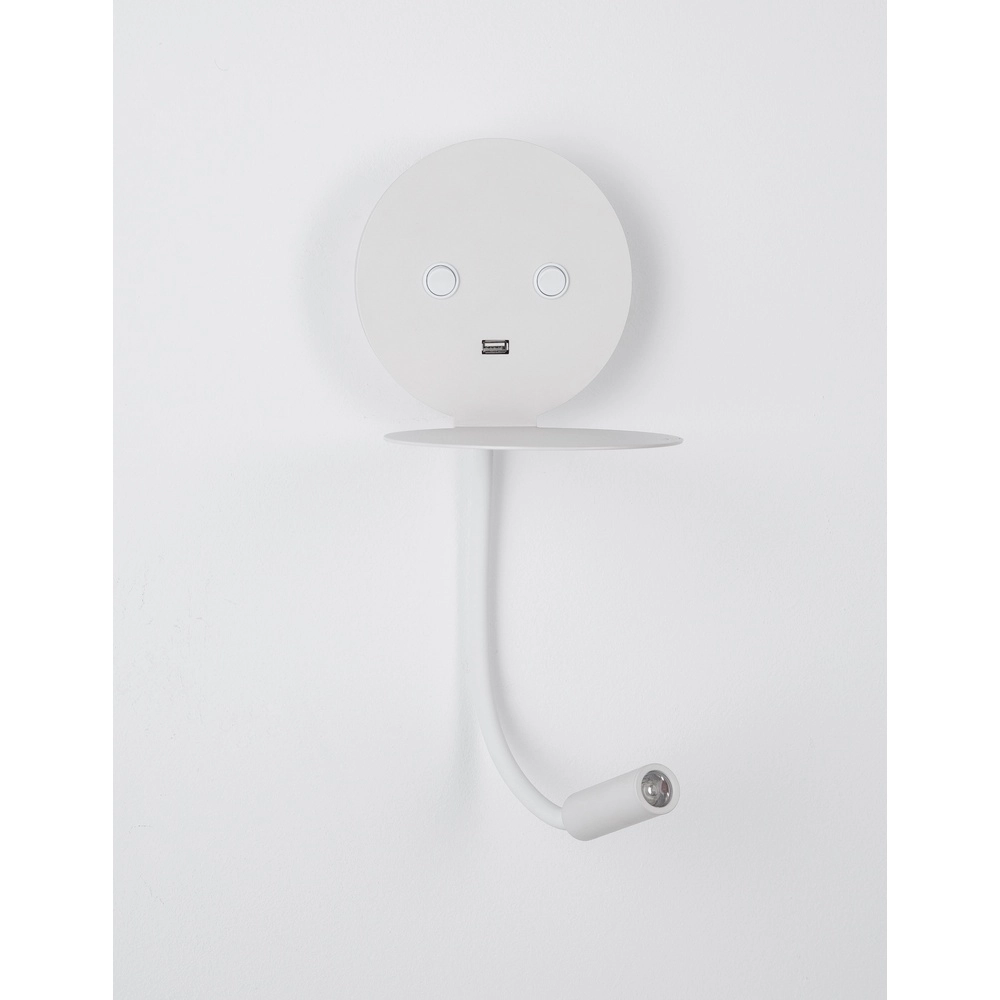 Nachttischlampe Eclip Weiß mit USB Lyora 5212017423689