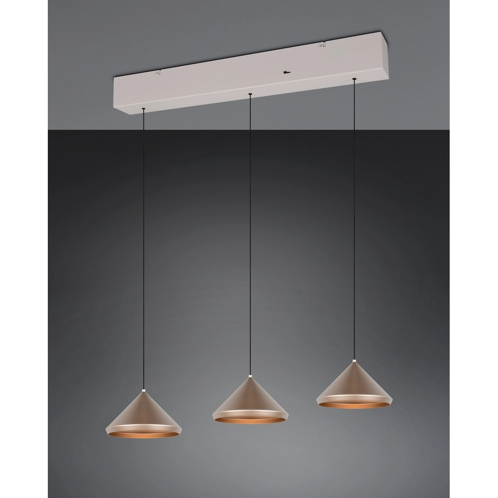 3-flammige Pendelleuchte Laguna kaffeebraun
