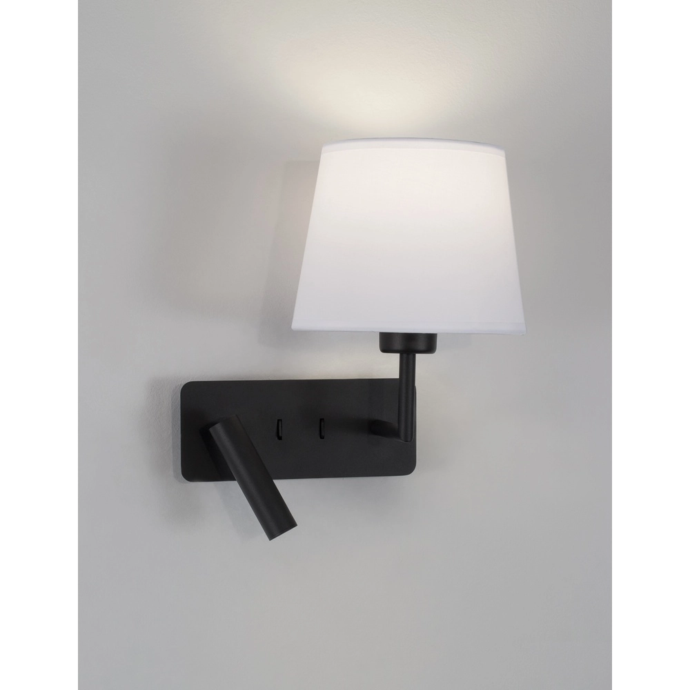 Wandleuchte Savona schwarz mit weißer Kapuze