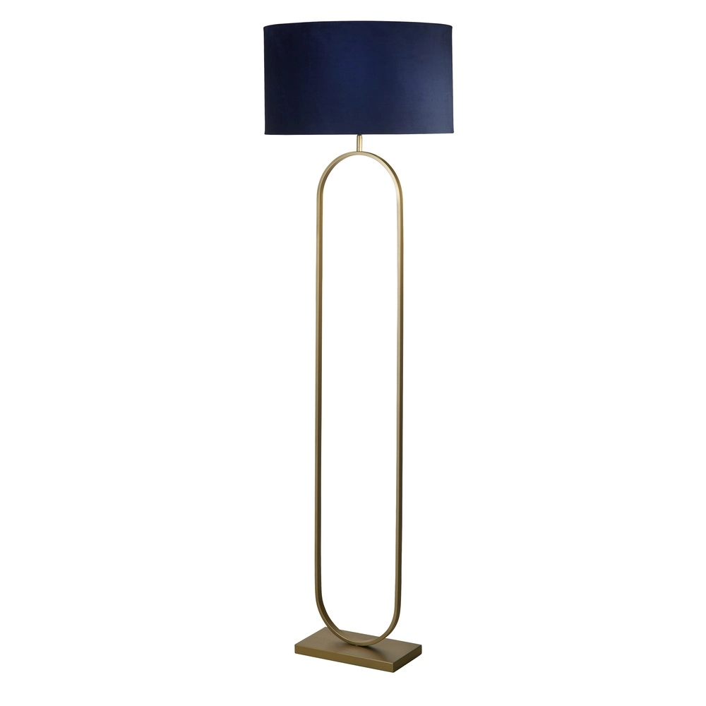 Stehlampe Modish Bronze mit blauer Kappe