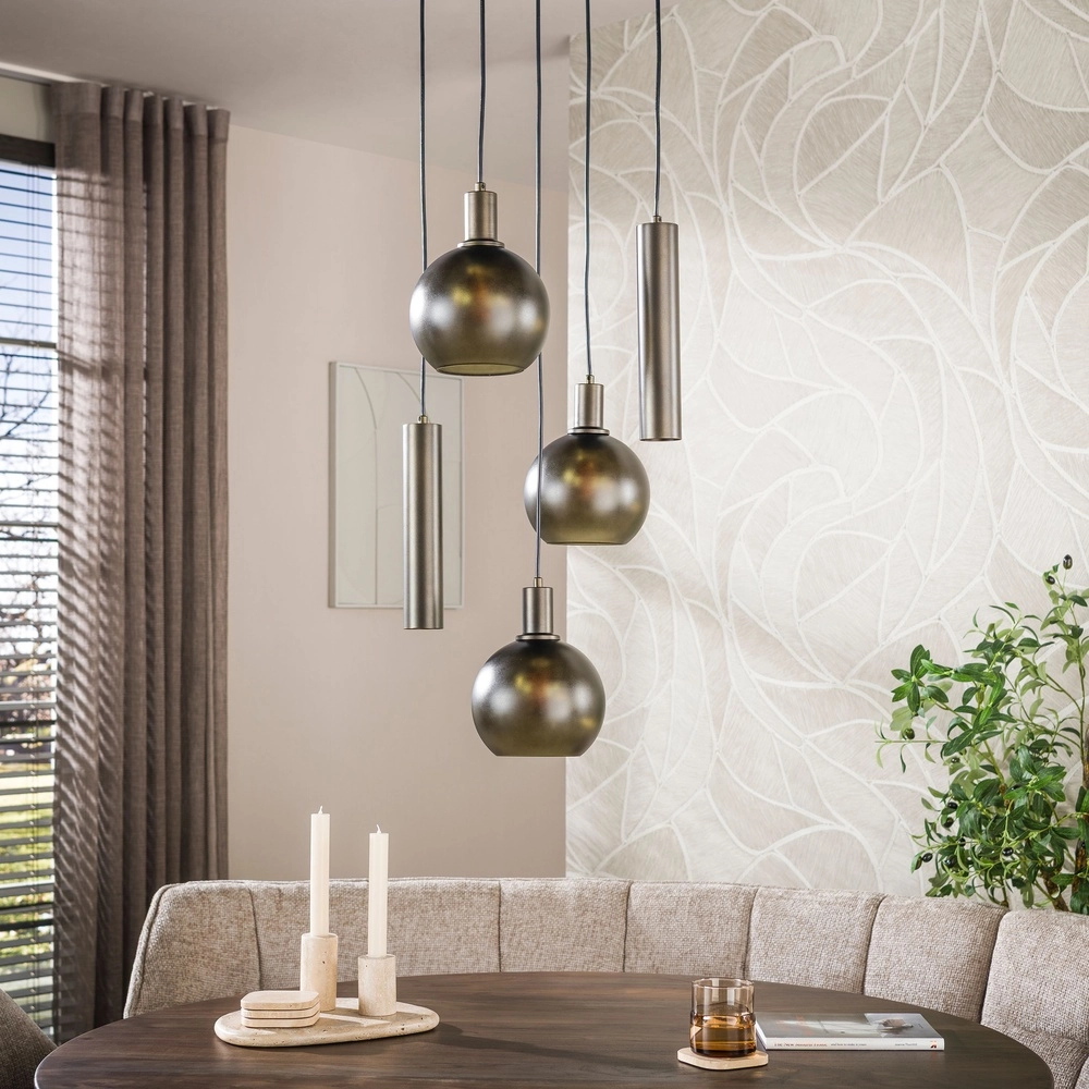 Design-Pendellampe Sfera 5-helles Sienabraun mit mattiertem Glas Lyora 8716803515178