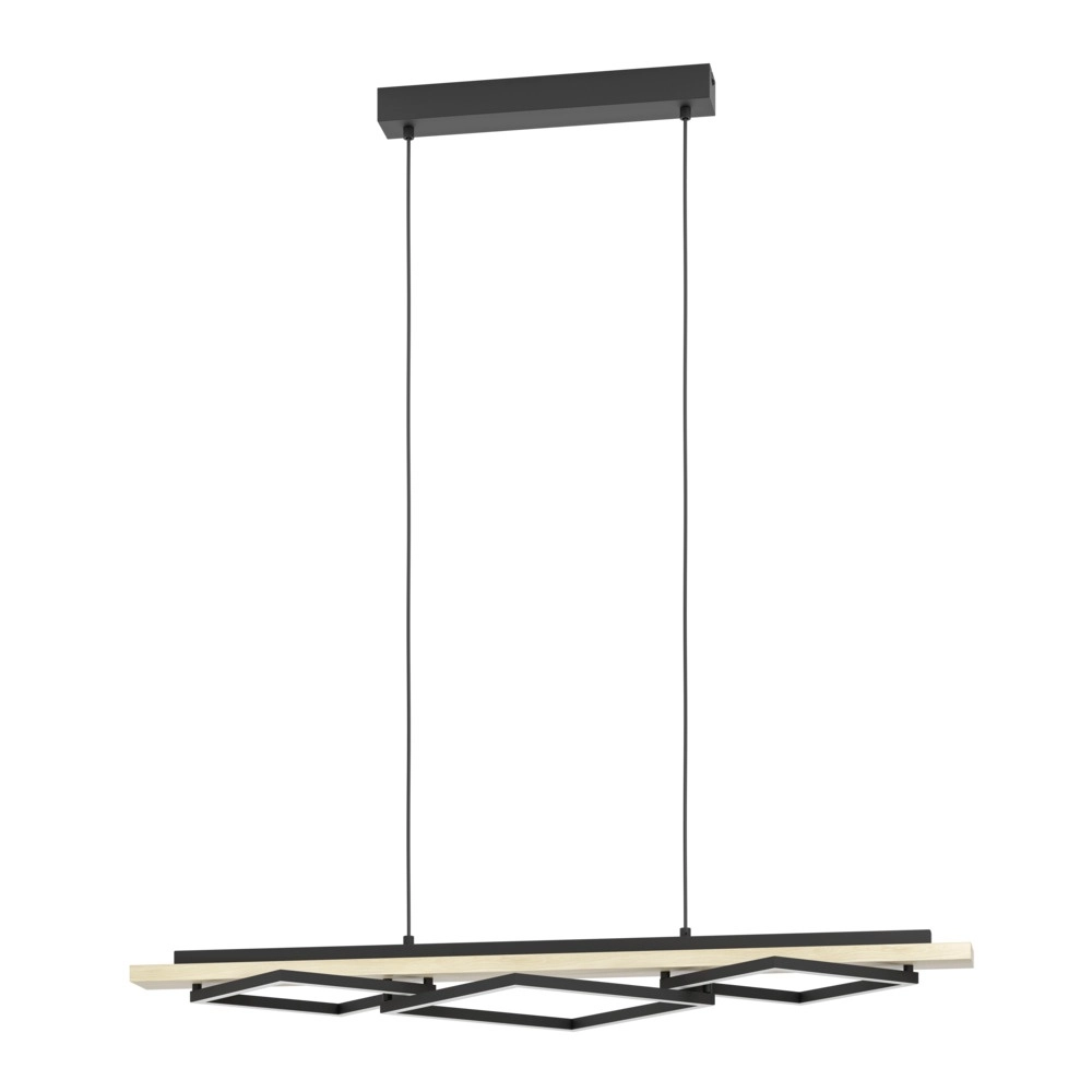 Design-Pendelleuchte Boyal schwarz mit Holz
