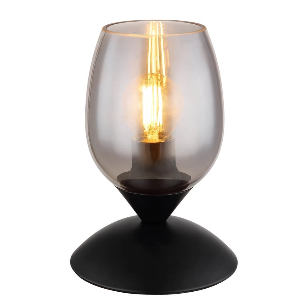 Tischlampe Kuwaita schwarz mit Rauchglas Globo 9007371452989
