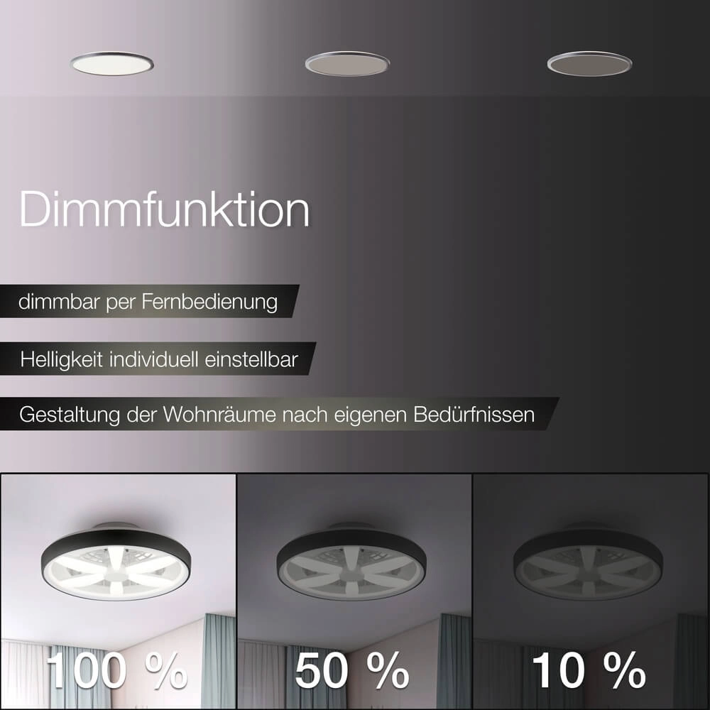 Schwarzer Deckenventilator Gaiano mit RGB-Lampe Brilliant 4004353455711
