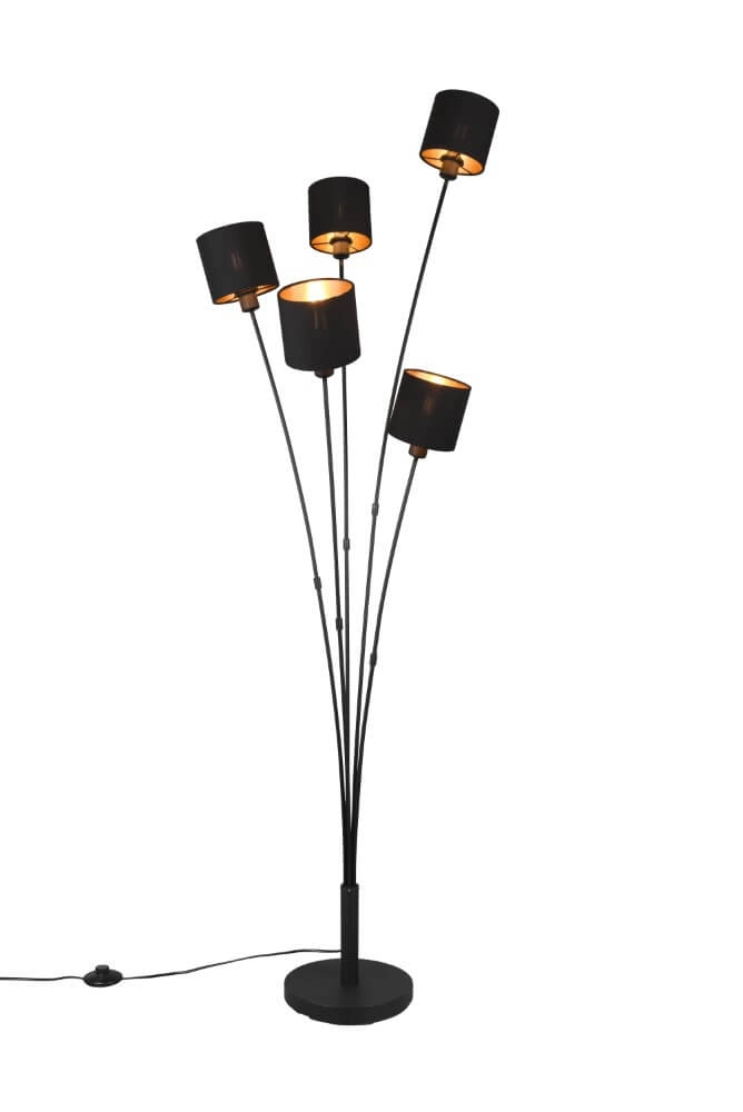 Stehlampe Tommy 5-helles Schwarz Trio 4017807507577