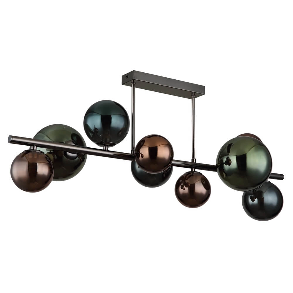 Schwarze Deckenleuchte Riha Farbiges Glas 9-flammig Globo 9007371453115