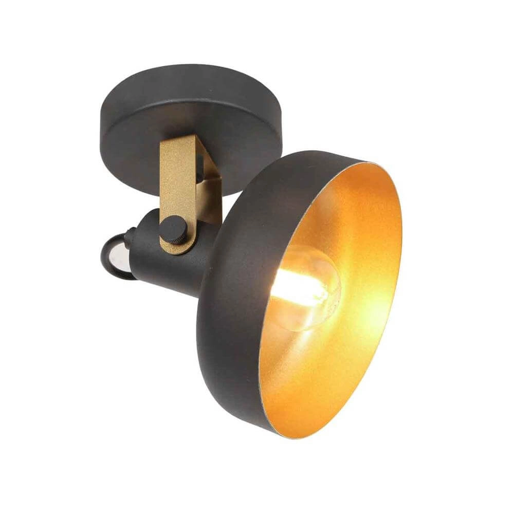 Wandleuchte Prato schwarz mit gold Steinhauer 8712746176377