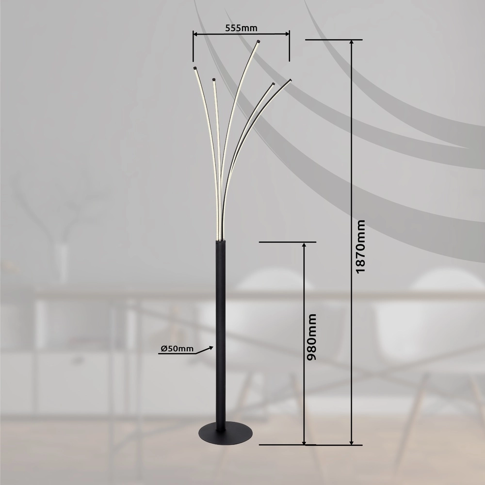 Moderne Stehlampe Bizzy Verstellbar für Schwarzlichtfarben Globo 9007371440276