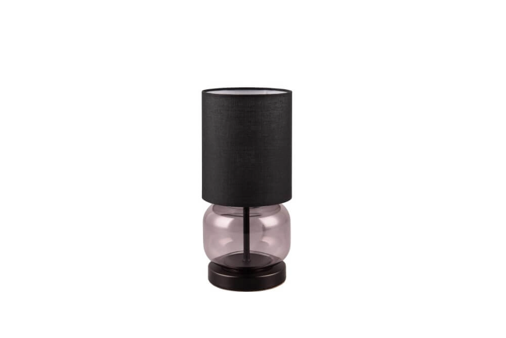 Schwarze Tischlampe Elio mit Rauchglas Trio 4017807601039