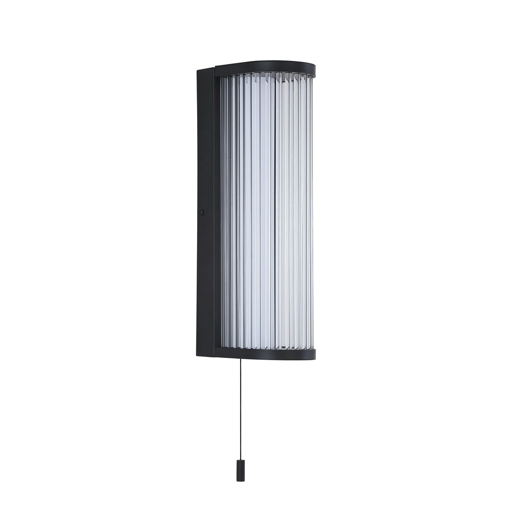 Moderne Wandlampe Rue Schwarz mit geripptem Glas Searchlight 5,05342E+12