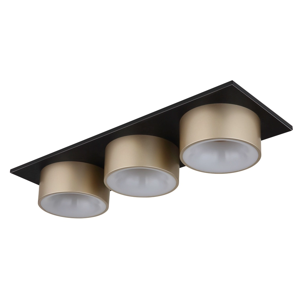 3-Licht Deckenlampe Raymond schwarz mit Champagner Globo 9007371533862