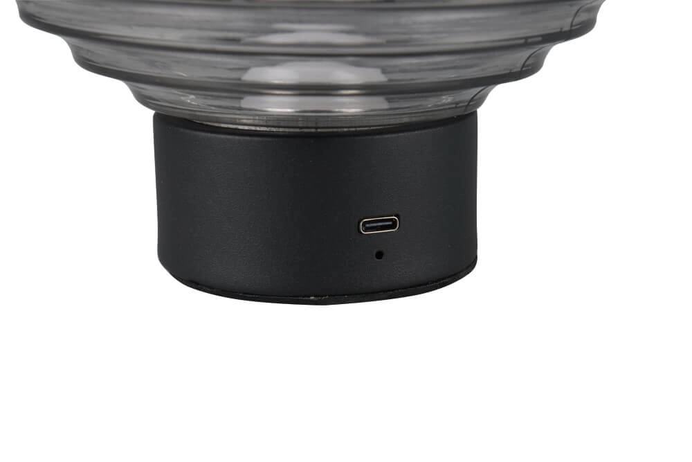 Wiederaufladbare Tischlampe schwarz Earl Rauchglas Trio 4017807601916