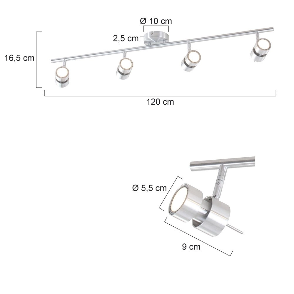 LED-Deckenstrahler Natasja Led 4-Lichtgrau Steinhauer 8712746112016