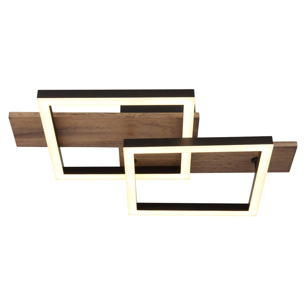Design-Deckenlampe Jeffry Schwarz mit Holz 44 cm Globo 9007371507597