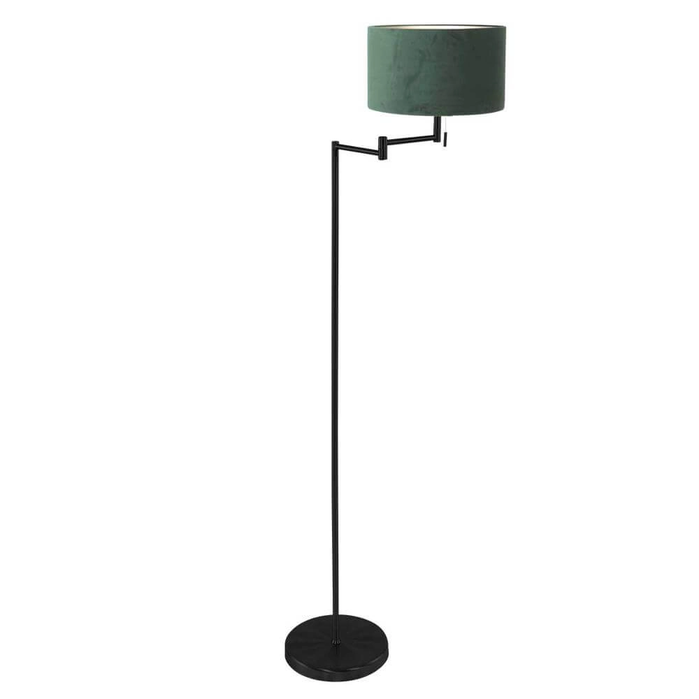 Stehlampe Bella schwarz mit grüner Kapuze
