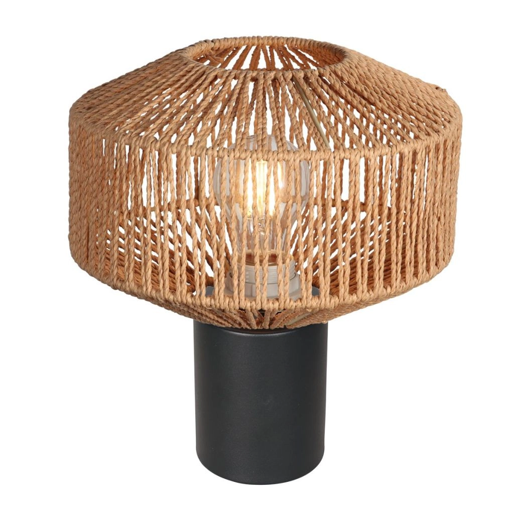 Tischlampe Ropex mit Rattan-Schatten Ø23 cm