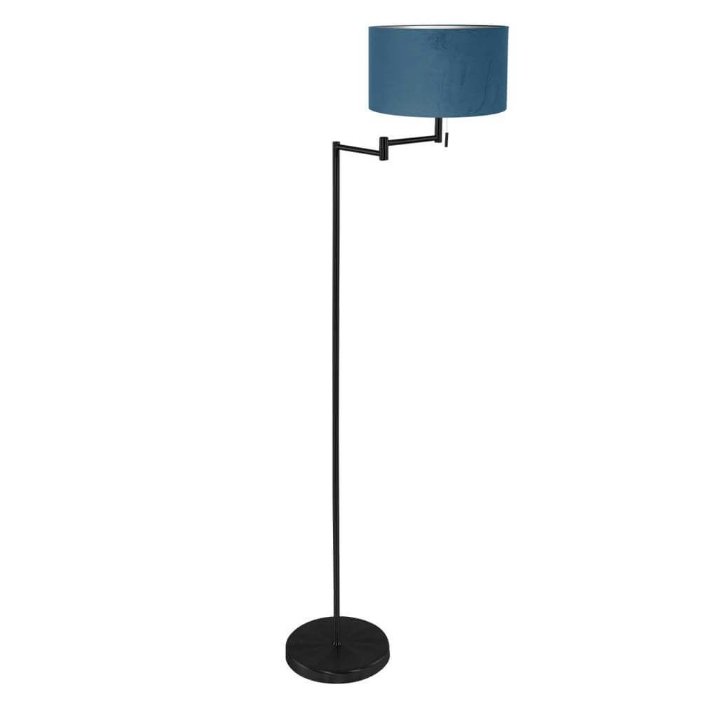 Stehlampe Bella schwarz mit blauer Kapuze