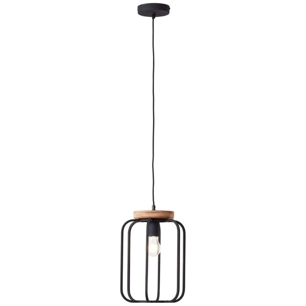 Hängelampe Tosh Schwarz mit Holzbraun Brilliant 4004353395338