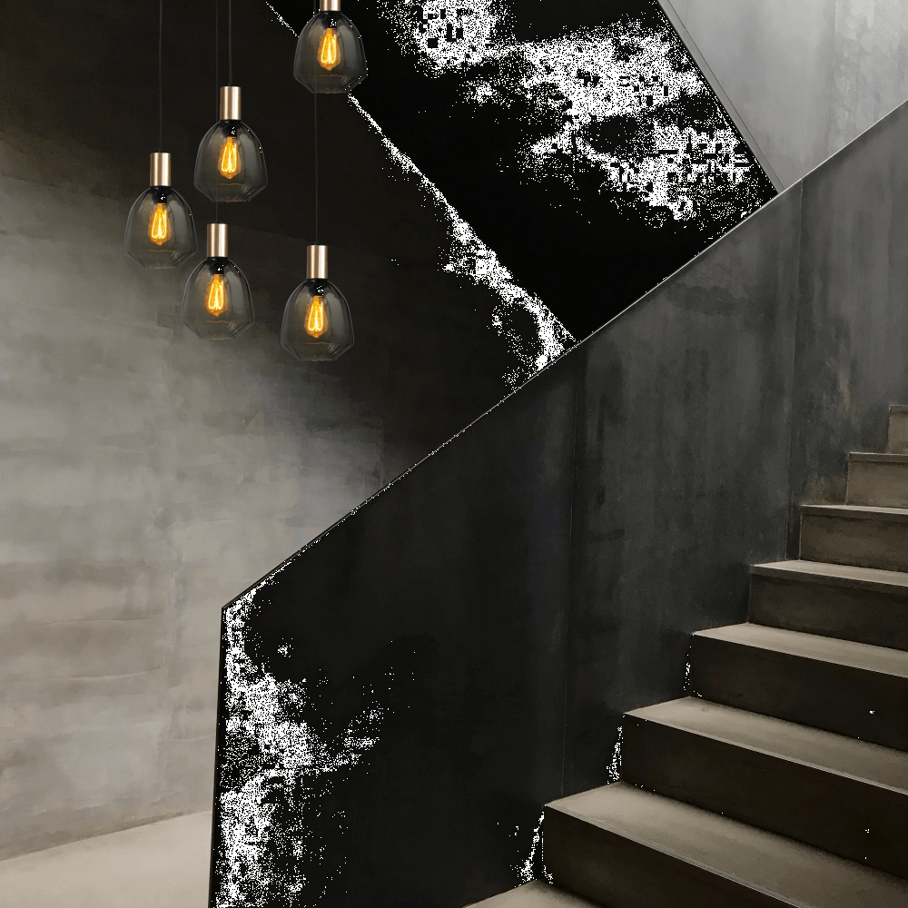 5-flammige Loft-Hängelampe - Gold - Porto mit grüner Nicolette-Brille Masterlight 8718121271200