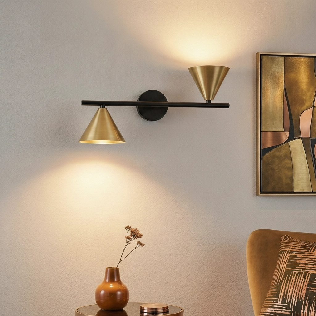 Wandleuchte Conico Doppelzimmer Schwarz mit Gold