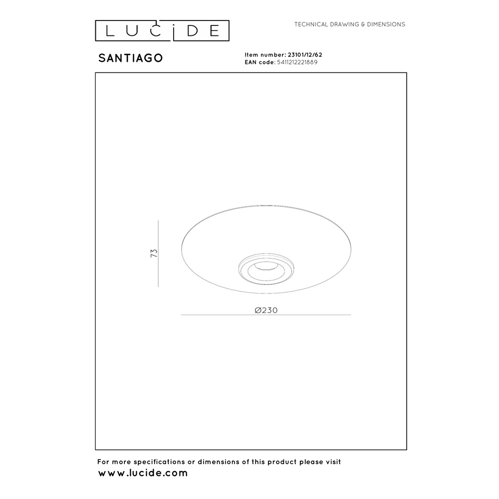 LED-Deckenlicht Santiago Ø 23 cm – Champagner mit Bernsteinglas Premium by Lucide 5411212221889