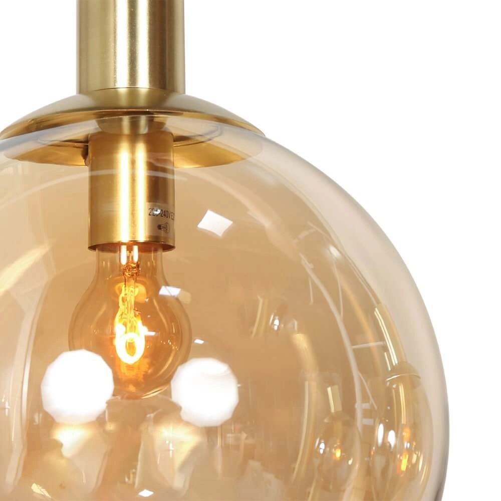 Esstisch-Hängelampe Bollique Gold mit bernsteinfarbenem Glas Steinhauer 8712746172980