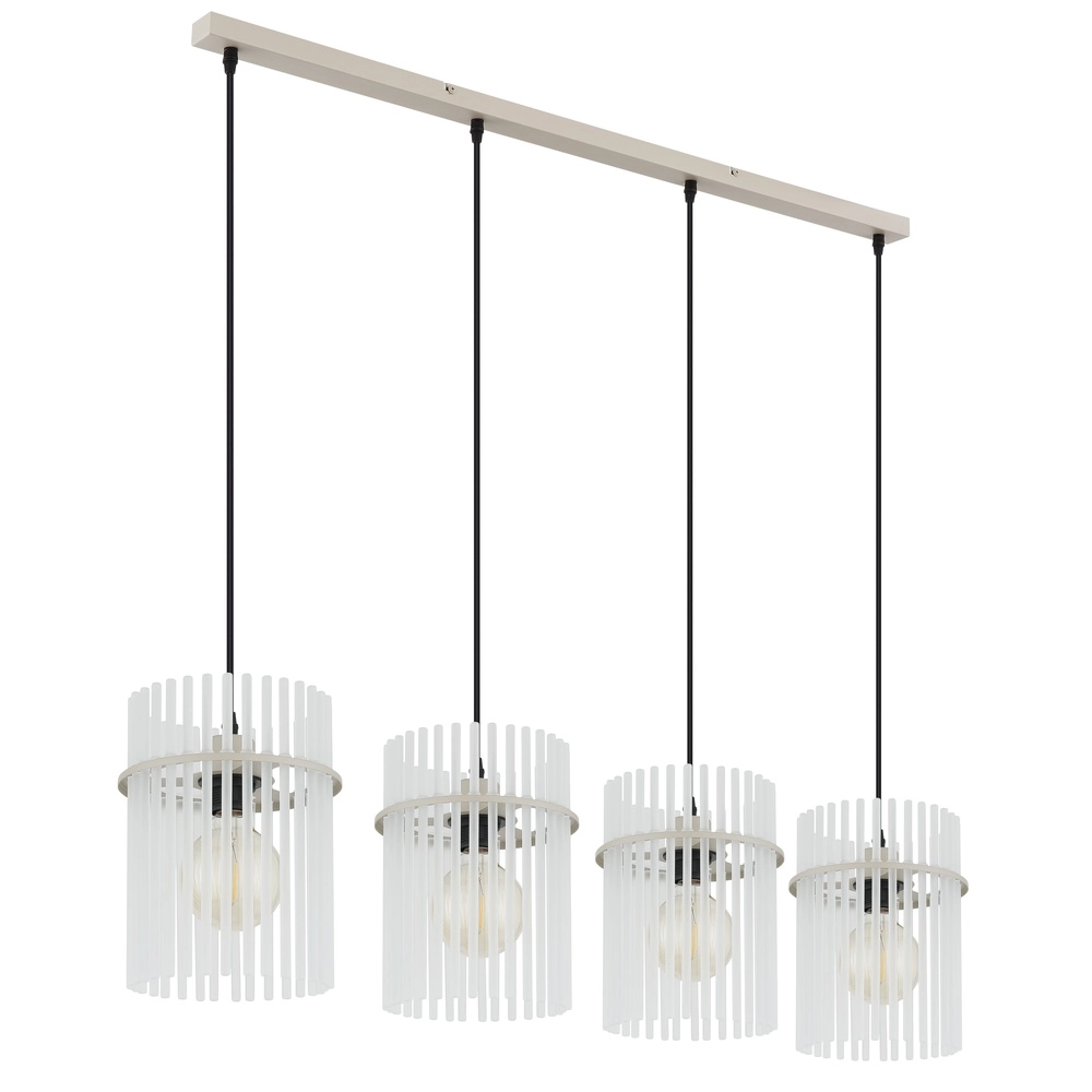 4-flammige Pendelleuchte Gorley sandbraun mit Glas Globo 9007371572717