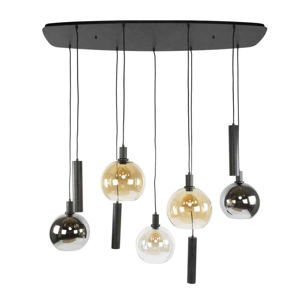 Esstisch-Pendellampe Sfera mit farbigen Glaskugeln und Anhängern Lyora 8716803512405