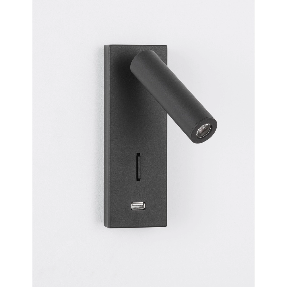 Nachttischlampe Fuse Schwarz mit USB Lyora 5212017423719